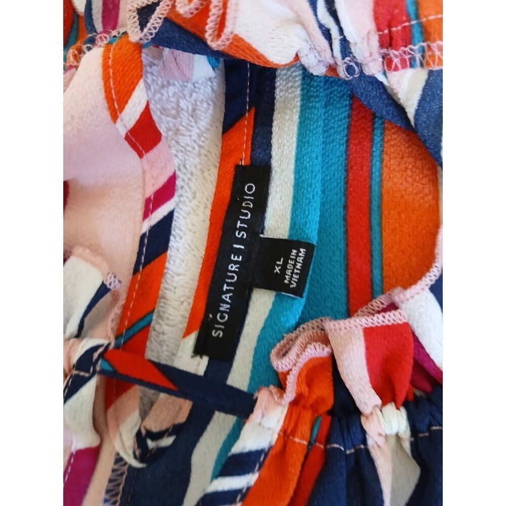 Signature Studio Off Shoulder‎ Blouse Womens XL Multi Colored Flowy Casual Boho - Picture 14 of 15
